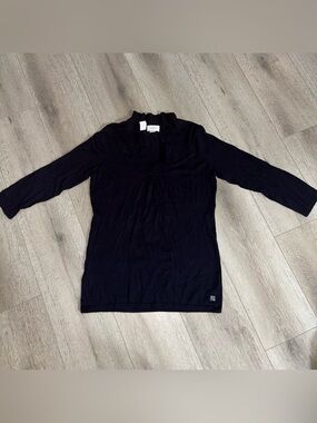 Women’s Loft Navy Blue Top Ruffle Collar Size M